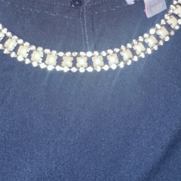 Saint Tropez West Women’s Sleeveless Rhinestone Blouse Navy Size Medium - Picture 3 of 4